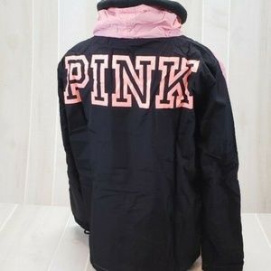 Victoria's Secret PINK NEW Jacket Fleece Neck Anorak Small Black Pullover